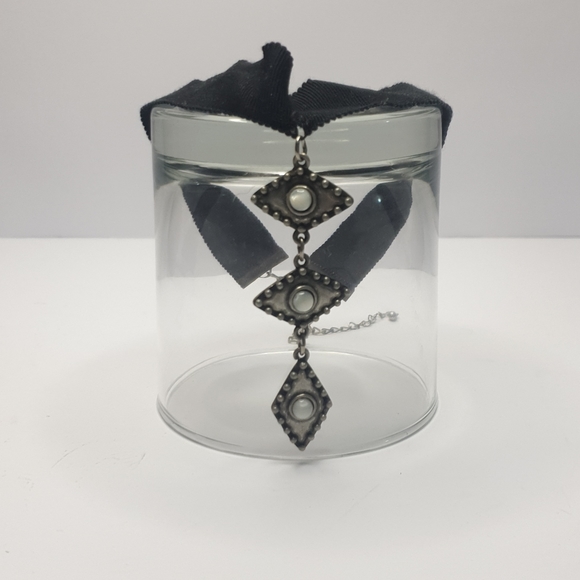 Long pendant adjustable choker boho black/grey - Picture 13 of 14